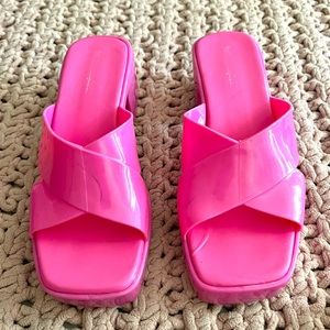 Jeffrey Campbell Hot Pink Bubblegum Platform Jelly Sandals